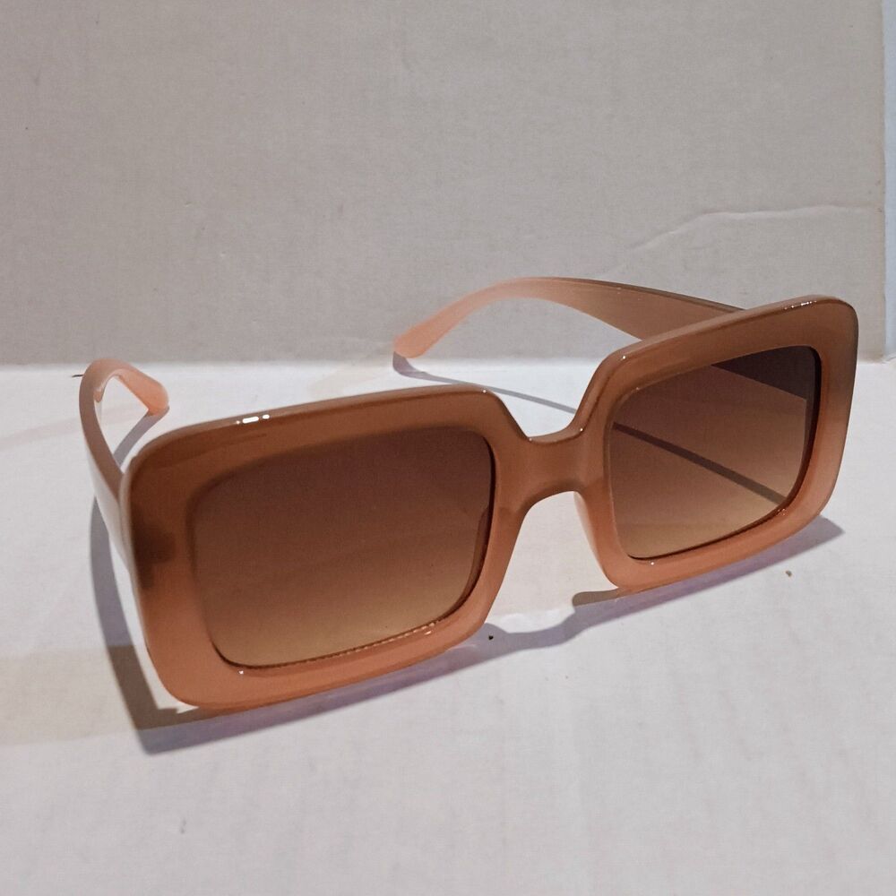 A New Day Oversized Thick Square Sunglasses-Black Pink Gradient-UV-Brown Lenses